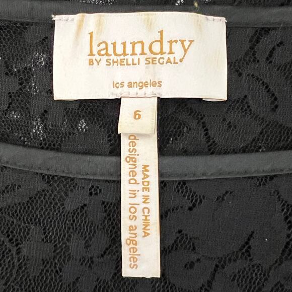 Laundry by Shelli Segal Womens Lace Top Size Small Black Sheer Whimsigoth Fairy - Picture 5 of 5